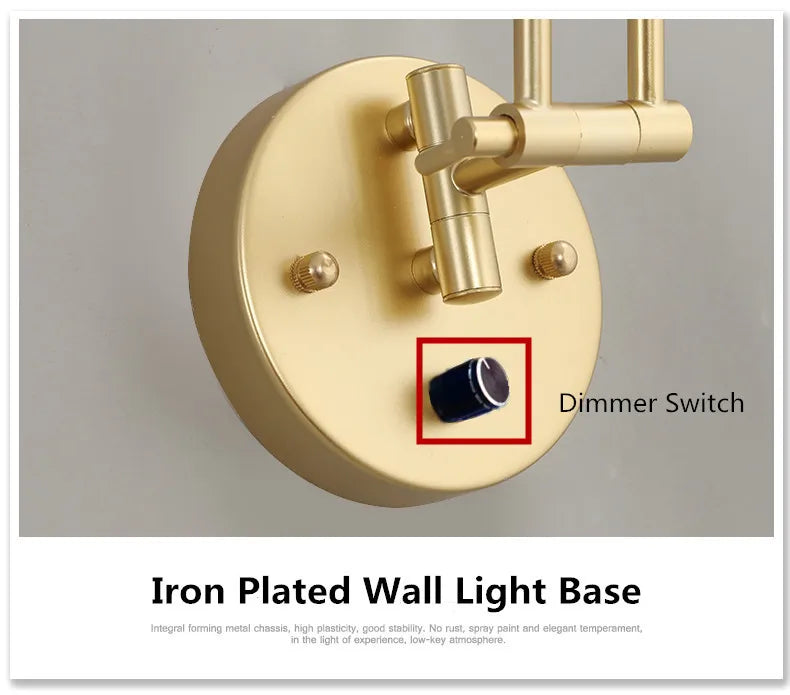 Led Dimmable Wall Lamp Bedroom Bedside Reading Light Folding Telescopic Switch Modern Creative Study Rocker Wall Light Fixture