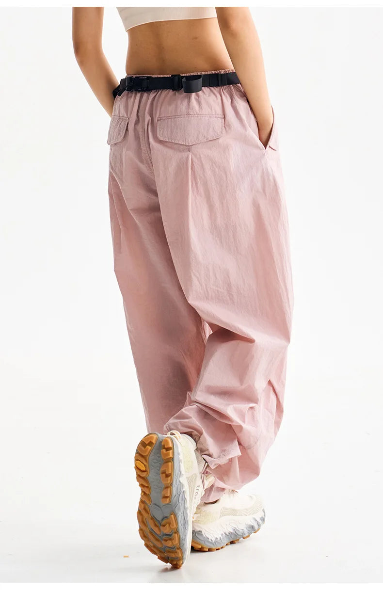 Men Women Outdoor Lightweight Quick Dry Loose Casual Sport Wide Leg Cargo Pant Couple Streetwear Hiking Track Techwear Trousers