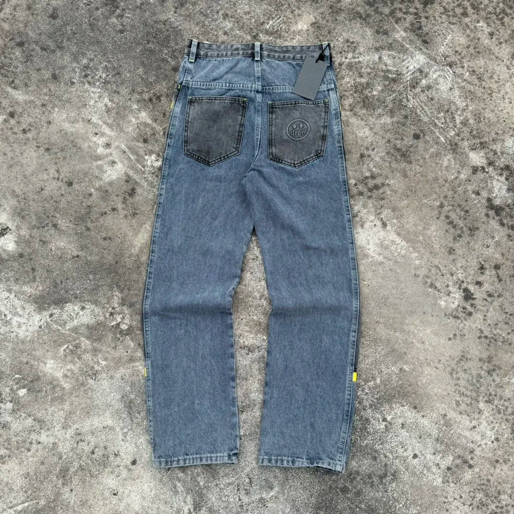 Drew House The denim fabric is stitched with a special style of patchwork design jeans for men and women casual ropa hombre