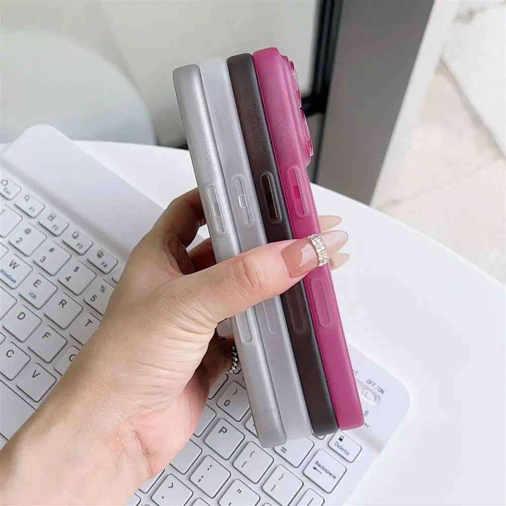 Luxury Slim Translucent Case For iPhone 17 Air 16 15 14 13 12 Pro Max Plus Camera Protect Shockproof Matte Clear TPU Soft Cover