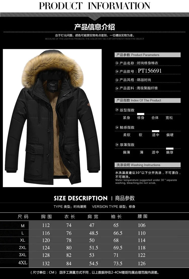 Men's Cotton-Padded Jacket Mid-Length Coat Loose Large-Sized Autumn Winter Warm Export Quality Fashionable Men's Outerwear