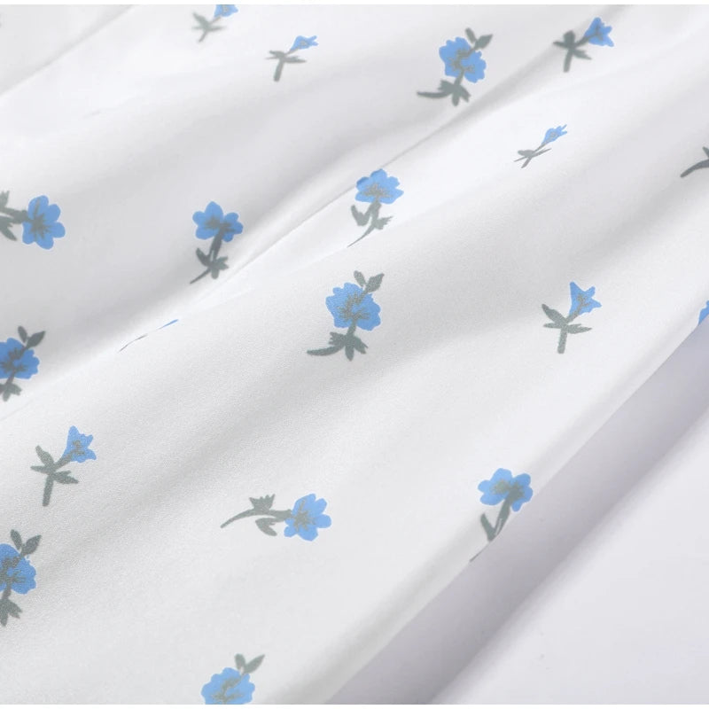 Elegant Printed Women's Dress Sleeveless Square Collar Waist-Closed Lady Mini Dresses With Waist Tape 2026 Summer Robe New