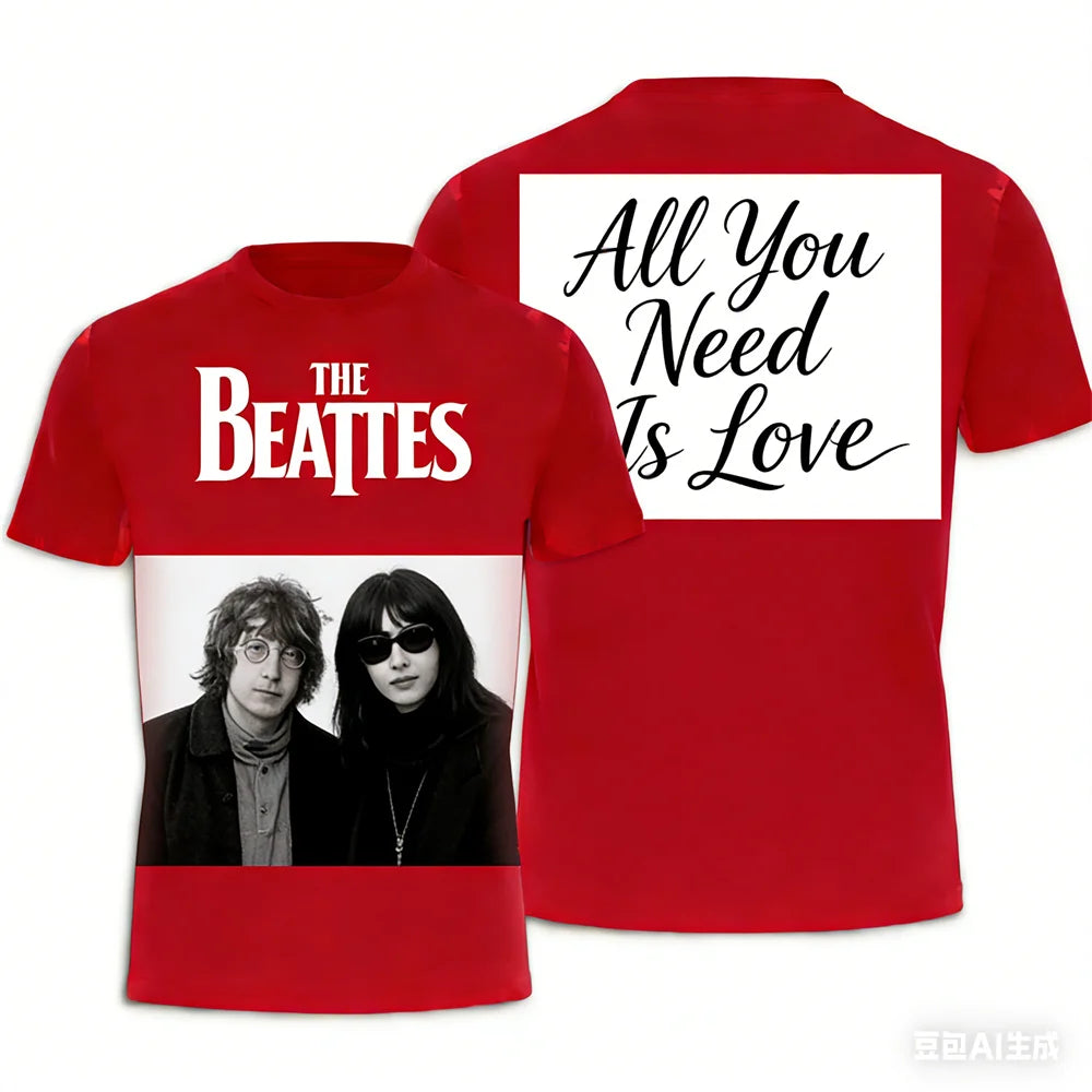 Rock band T-shirt Summer men's women's T-shirts The Beatles printed T-shirt Hip hop round neck T-shirt Breathable sports T-shirt