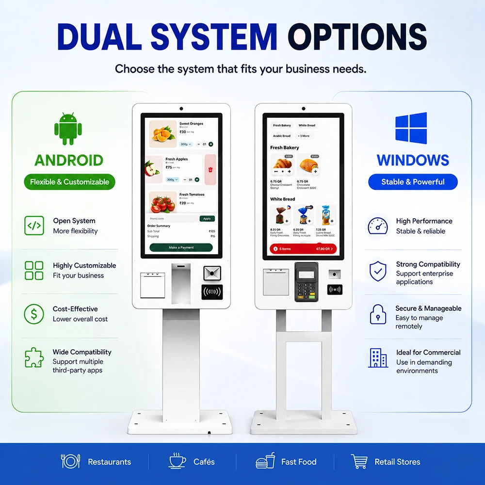 Card Reader Self-Service Restaurant Kiosk Digital Ordering Kiosk Fast Food Payment Kiosk With Camera and 80mm Printer