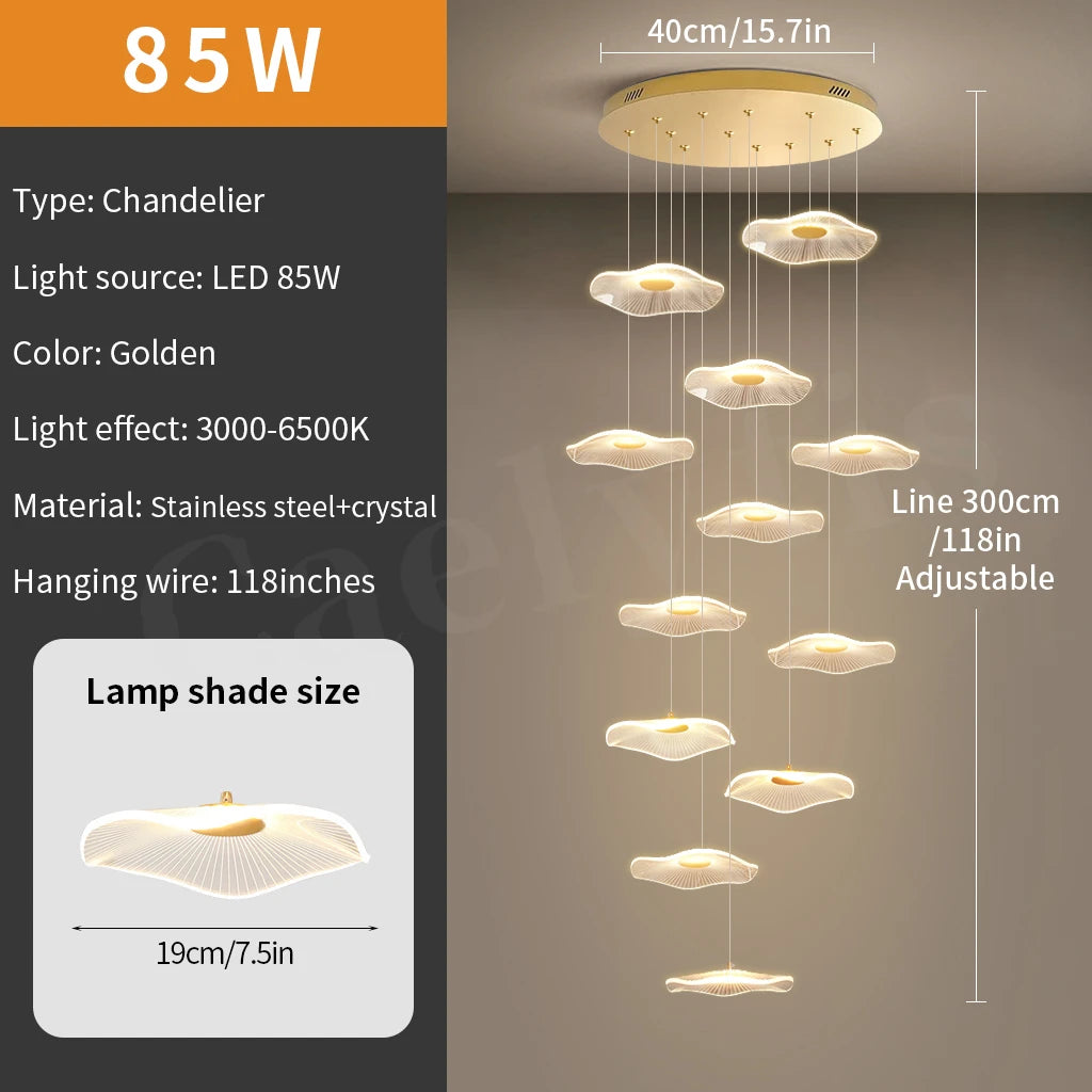 Modern LED Stair Chandeliers For Living Room Dining Room Pendant Lights Home Decoration Indoor Lamps  Hanging Lighting Fixtures