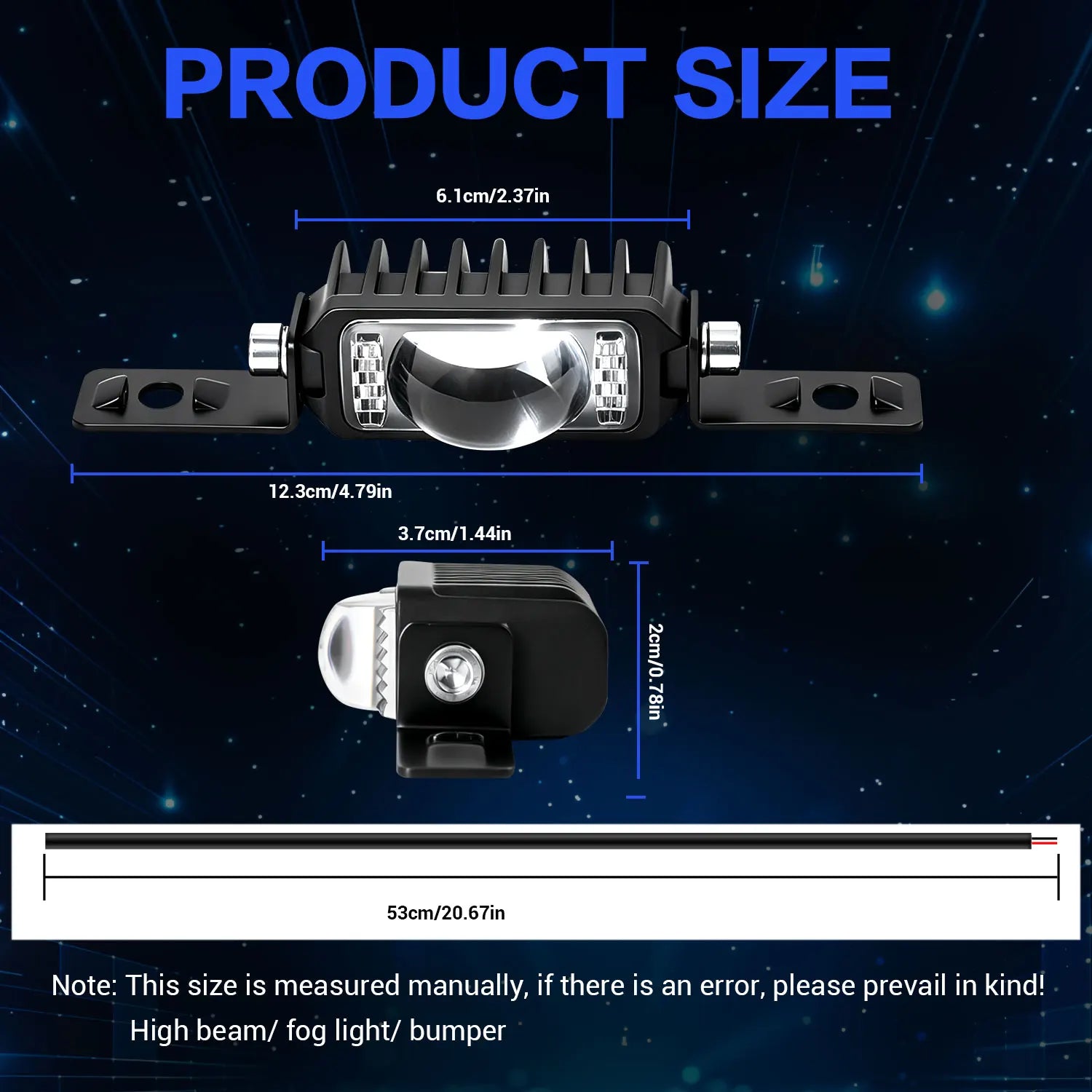 2/4 LED Motorcyle Car Grille Spotlight Projector Len Light  Driving Light, Truck Off-road Vehicle High Brightness  Driving Light
