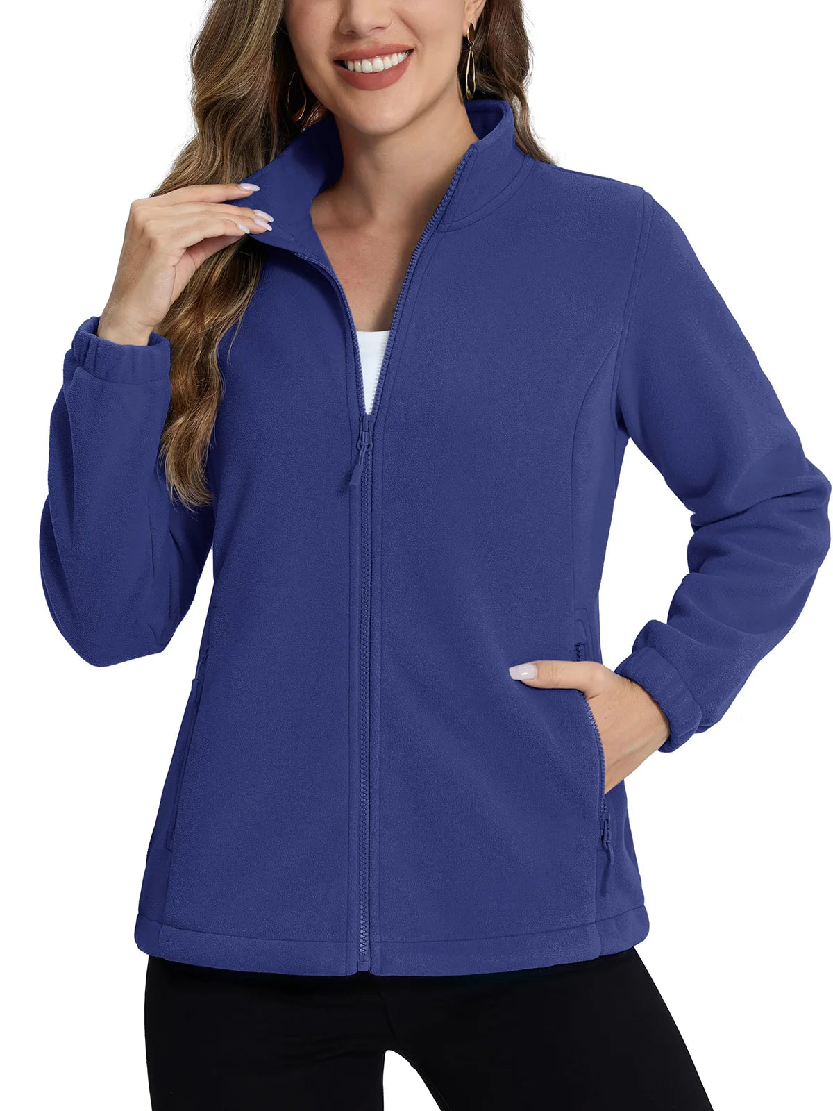 TACVASEN Women's Winter Fleece Jacket Lightweight Full Zip Sweatshirts Coat Casual Zipper Soft Warm Sweaters Outwear Female