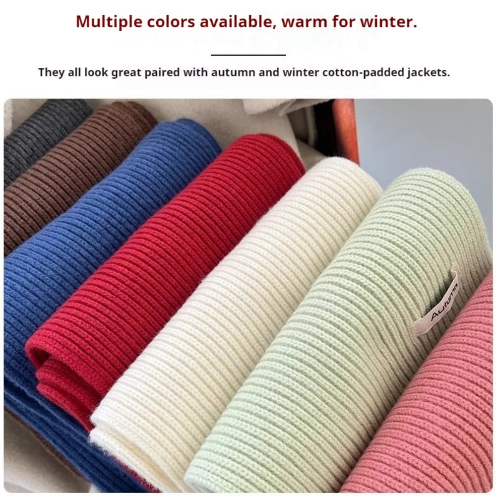 Knitted Winter Scarf Woman Solid Color Hat Scarf Gloves Women's Windproof Adult Three-piece Set Fashion Women's Scarf Hat Set