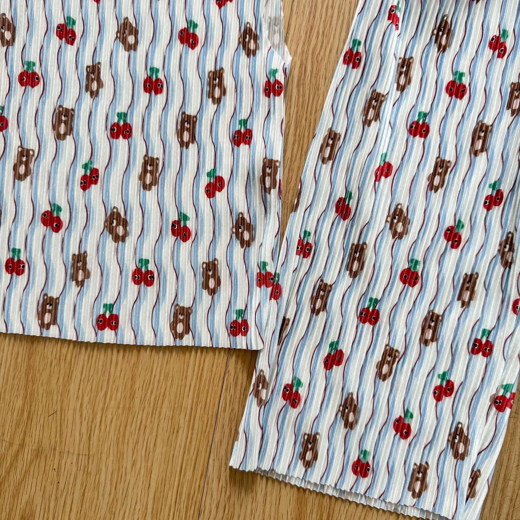 2026 New Infants Kids Matching Clothing Set Cartoon Print Pleated 2 Pieces Suit Tank Top Trousers Soft Loose Streetwear Homewear