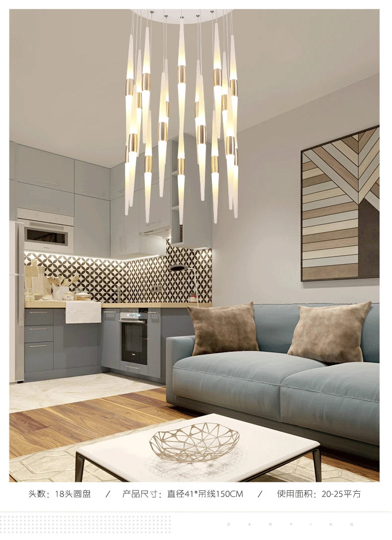 Led Pendant Lamps for Stairs Attic Living Room Bedroom Kitchen Staircase Ceiling Lighting Indoor Home Decoration Long Chandelier