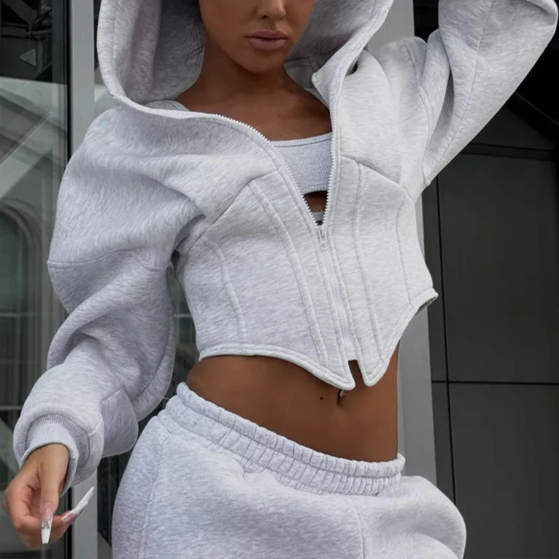 BKLD Women's Classic Hooded Long Sleeved Patchwork Irregular Sexy Zip Up Corset Short Jacket Street Style Leopard Coat Outerwear