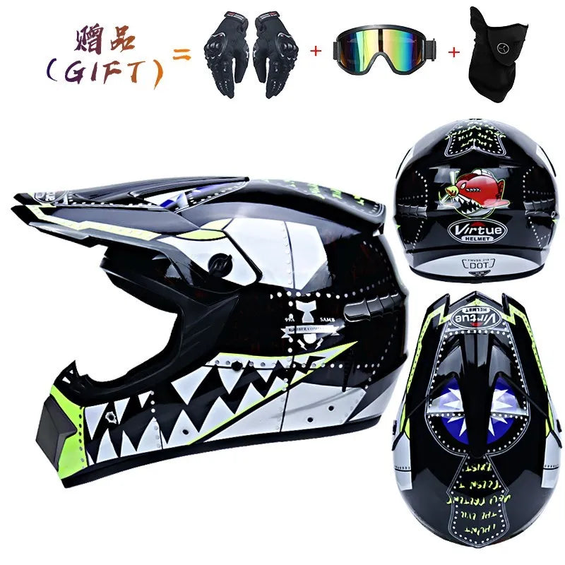 Off-road Motorcycle Helmet, Adult Motocross ATV Downhill MTB DH Helmet with Visor, DOT Approved Capacetes for Riding