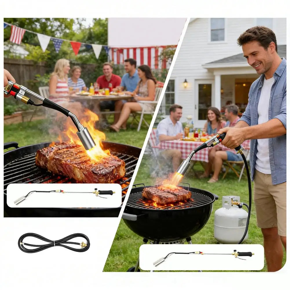 Long Arm Weed Burner Propane Torch Weed Burner with 10ft Hose High Output Flamethrower for Gardening Roofing Self Igniter Turbo