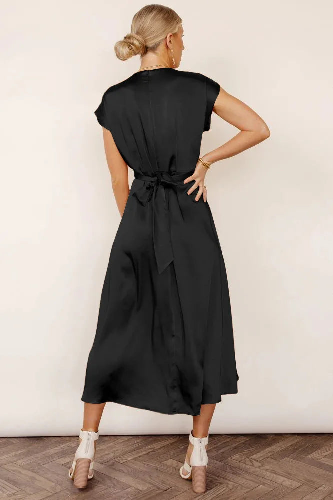 High Quality Spot Wholesale Fashion Summer Women Clothing High-end Satin Binding Elegant Drape Light Evening Dress Vestidos Y2k
