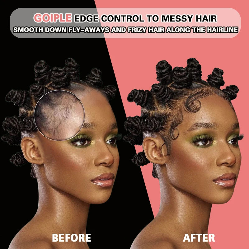 GOIPLE Long Lasting Hold Edge Control Gel for Black 4C Non-greasy Styling Wax Tame Frizz Slick Baby Hair Broken Finishing Cream