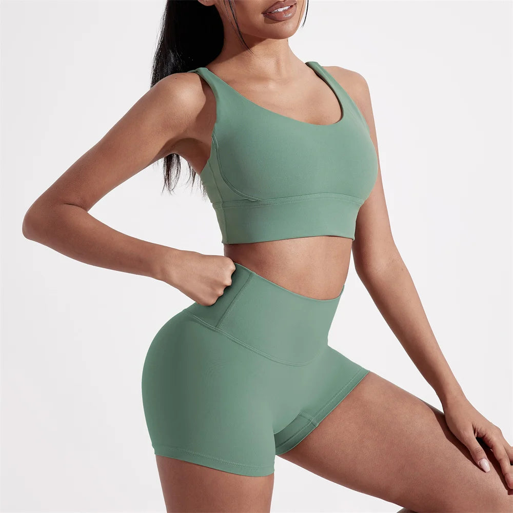Solid Color Women Fitness Sport bra top soft tight Comprehensive training jogging gym yoga underwear cross back With chest pad