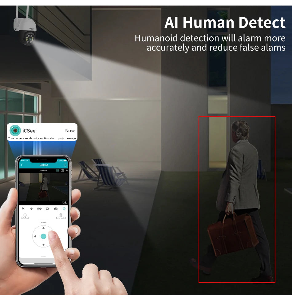 Hiseeu 2MP PTZ Wifi Smart Camera 5x Digital Zoom Human Detect Auto Tracking Wireless CCTV Video Surveillance IP Camera