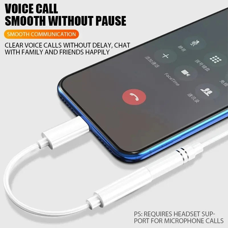 Original Headphone Adaptador For iPhone 14 13 12 11 Pro Aux Audio Splitter Lighting To 3.5mm Adapter Earphone Jack Cable