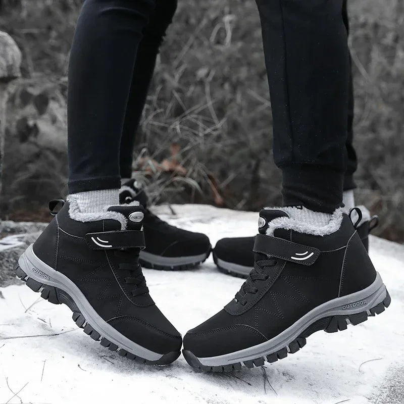 Men's Warm Snow Shoes Outdoor Leather Thick Plush Winter Man Casual Sneakers Original Waterproof Trend Sports