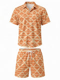 Mens Floral Short Sleeve Shirt and Drawstring Shorts Set Beach Vacation Relaxed Summer Two Piece Weekend Beach Outfit Travelwear