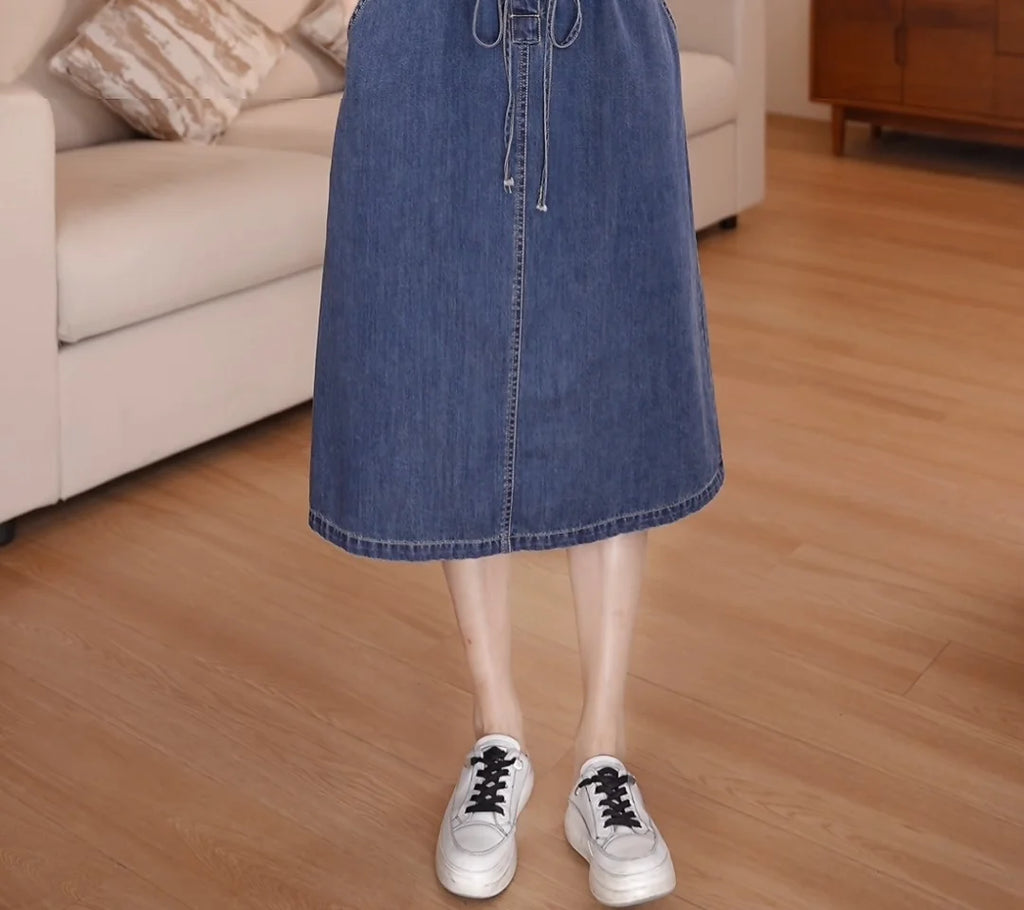 Denim Dress For women Summer 2026 New Female Single Breasted Short sleeved Slim Temperament Casual Dresses With pockets