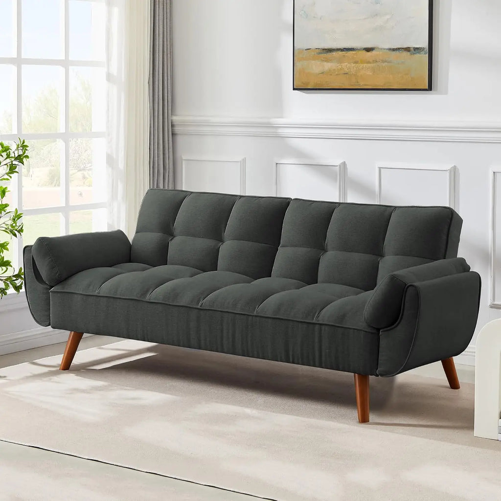 Modern Convertible Sleeper Sofa, 75" Twin Futon with Adjustable Split Backrest for Living Room Small Spaces, Grey, Customized