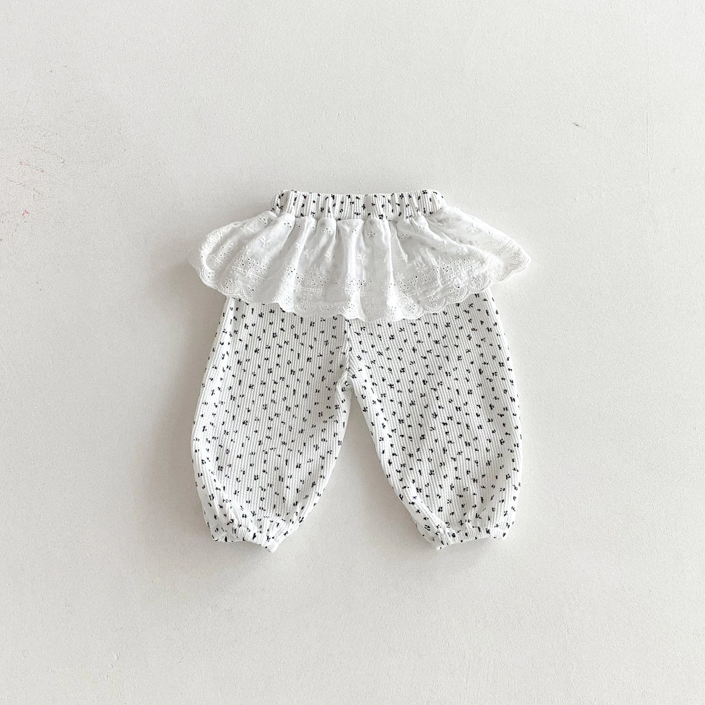 Autumn baby Girls' Leggings, Korean-Style Infant and Toddler Long Pants, 0-3 Years Old Children's Clothing, Outerwear Floral Cur