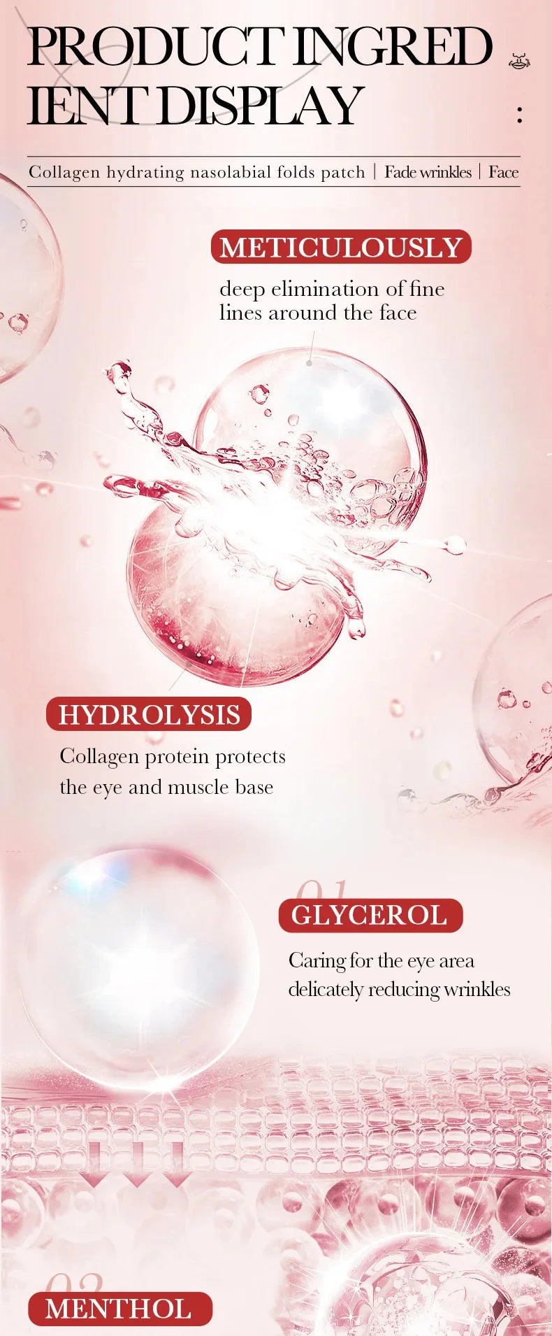 Firming Fine Lines Hydrocrystaline Patch Anti-Aging Sagging Facial Skin Deep Nourishing Facial Mask Korean Facial Care Product