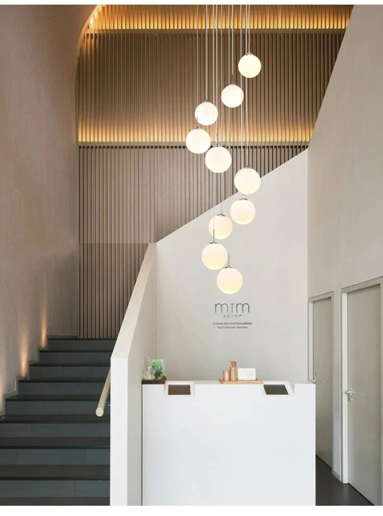 Stairs 2026 Modern Nordic LED Glass Chandelier Loft Duplex Living Room Lamp Hotel Lobby Long Chandelier Home Decorative Lighting