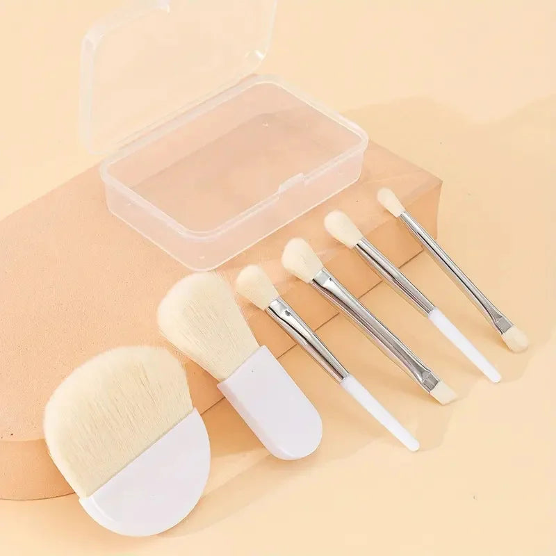 6Pcs Mini Makeup Brushes Set With Box Portable Cosmetic Powder Foundation Blush Blending Concealer Make Up Brushes Makeup Tool