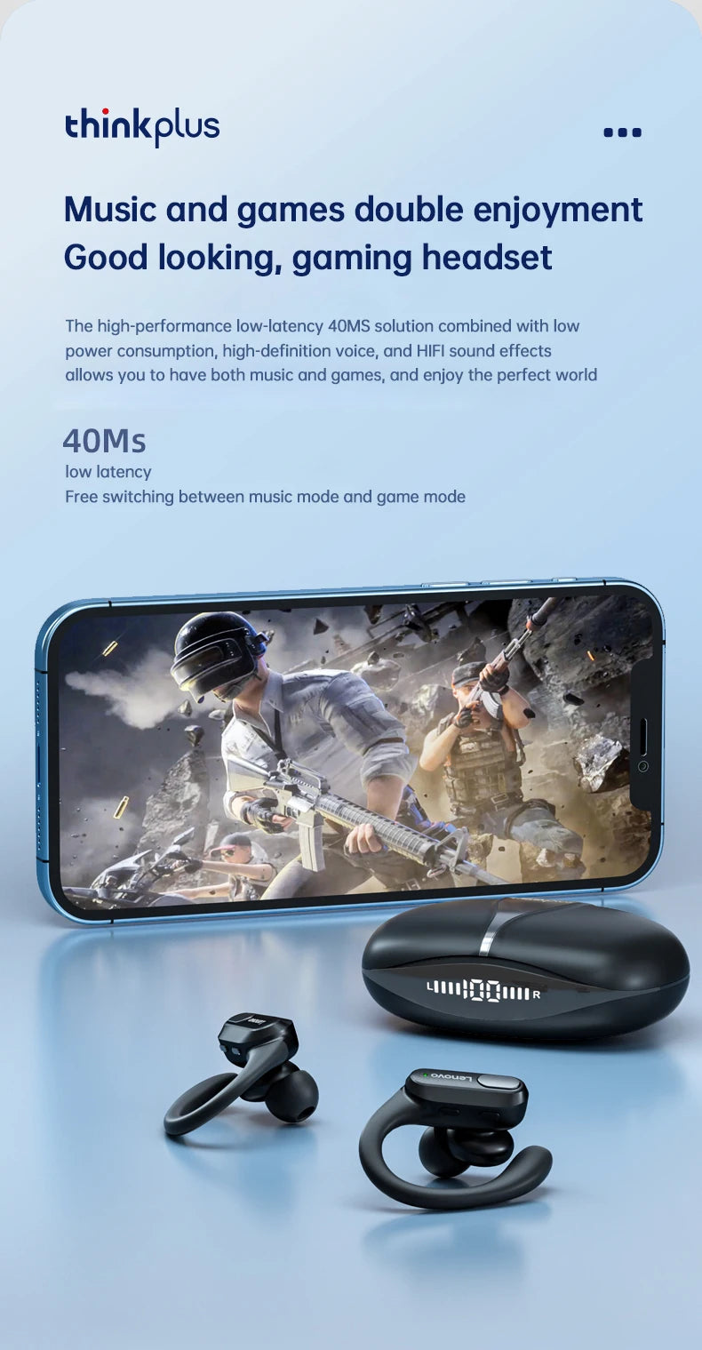 Lenovo XT80 Sports Wireless Earphones with Mics,Button Control, LED Power Display,Hifi Stereo Sound APP AI Translator Headset