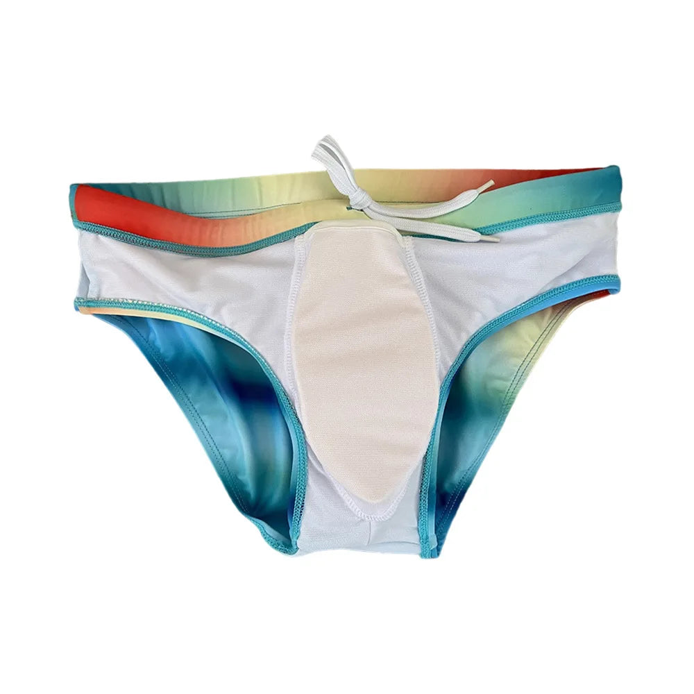 Color triangle men's swimming trunks low belt cup swimming trunks seaside hot spring professional swimsuit 10007zb