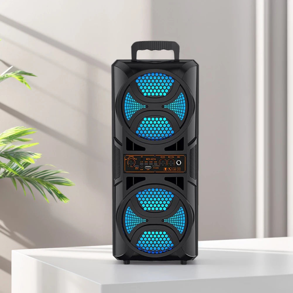 Bluetooth-Compatible Speaker Wireless Stereo Speaker with Double Subwoofer Deep Bass Lights Outdoor Speaker for Home Party Gift