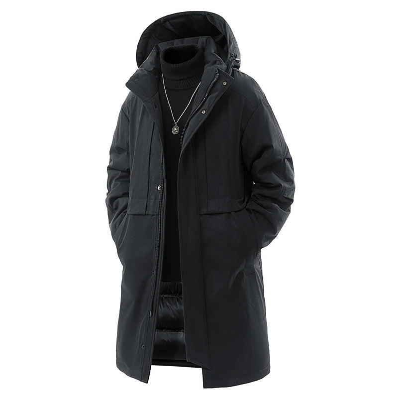 Winter Jackets Men Padded Warm Long Cotton Coats Plus Size 6XL 7XL 8XL Oversize Windbreak Hooded Black Autumn Pockets Loose Male