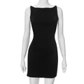 Y2K A Line 2025 New Summer DressSexy Elegant Slim Solid Party Dress for Women Casual Fashion Mini Sleeveless O Neck Wrap