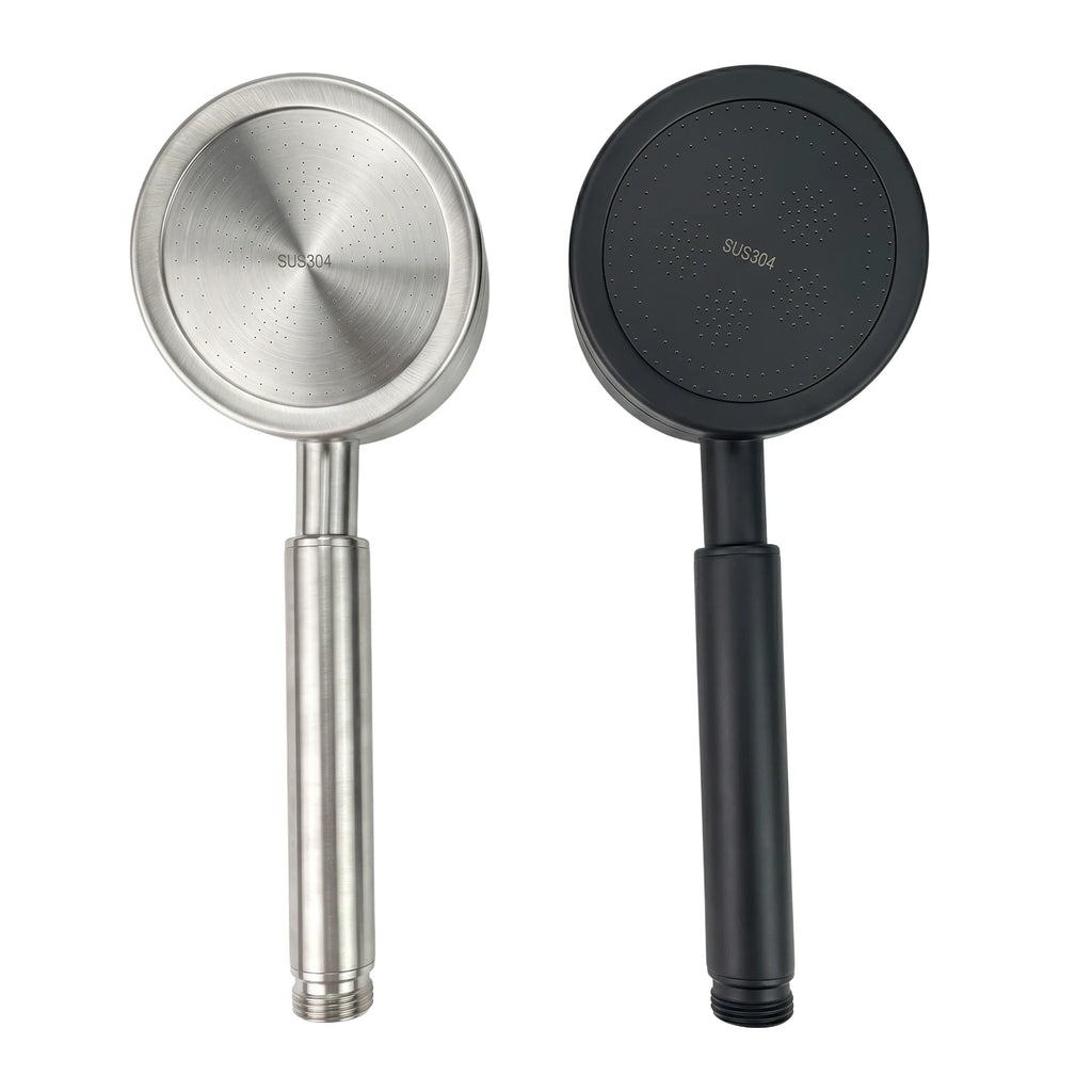 304 Stainless Steel Handheld Shower Head  High Pressure Booster   Universal Connector  Bathroom Shower Sprayer for Home Bath