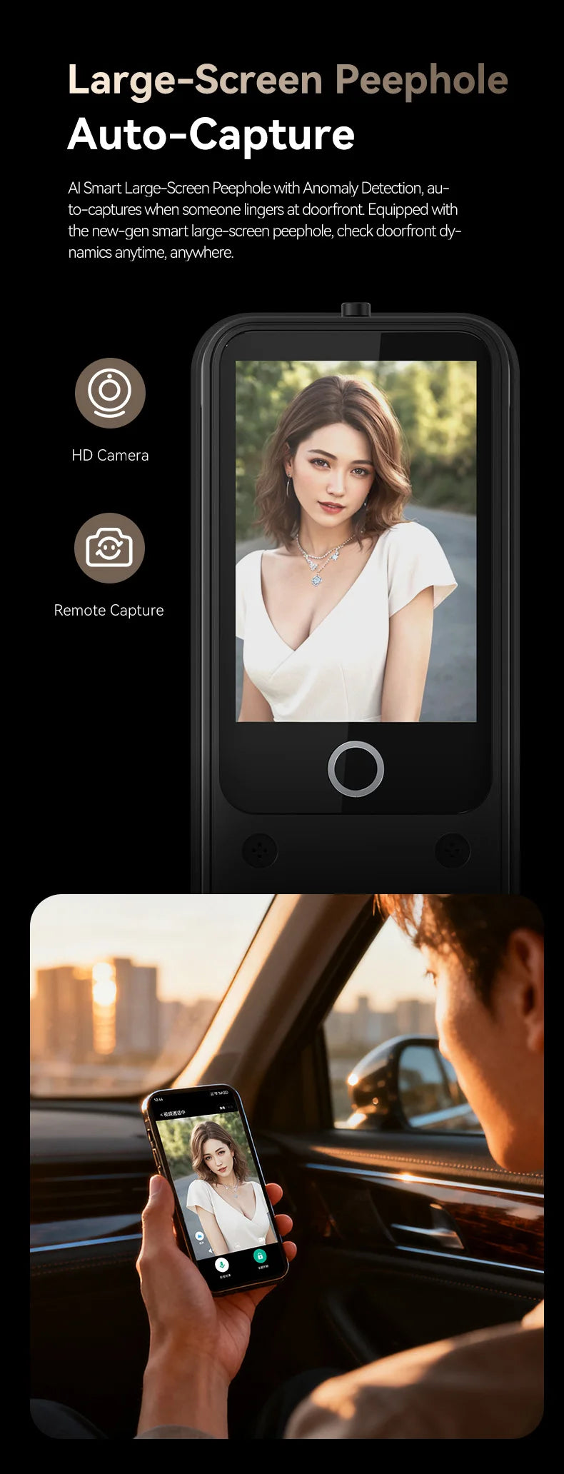 Smart Lock with Video Intercom Camera Facial Recognition Fingerprint Password Palm Vein Authentication Automatic
