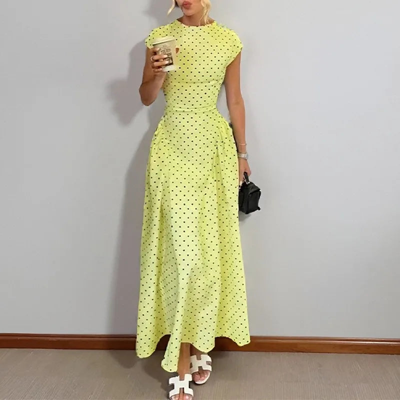Elegant Women's Summer Evening Sleeveless High Waist Backless Long Solid Color Wrinkle Resistant Pullover Dress For Women