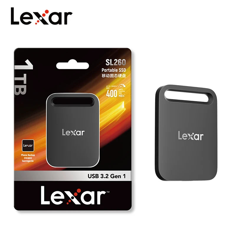 Lexar Portable SSD USB 3.2 Type-C Solid State Drive SL260 PSSD 512GB 1TB External Hard Drive for iPhone 17 Smartphone Tablet PC