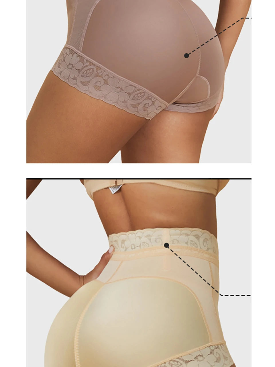 Women Slimming Shapewear Panties Mid Waist Trainer Hip Enhancer Underwear Compression Unti-Slip Lace Tummy Control Undershorts