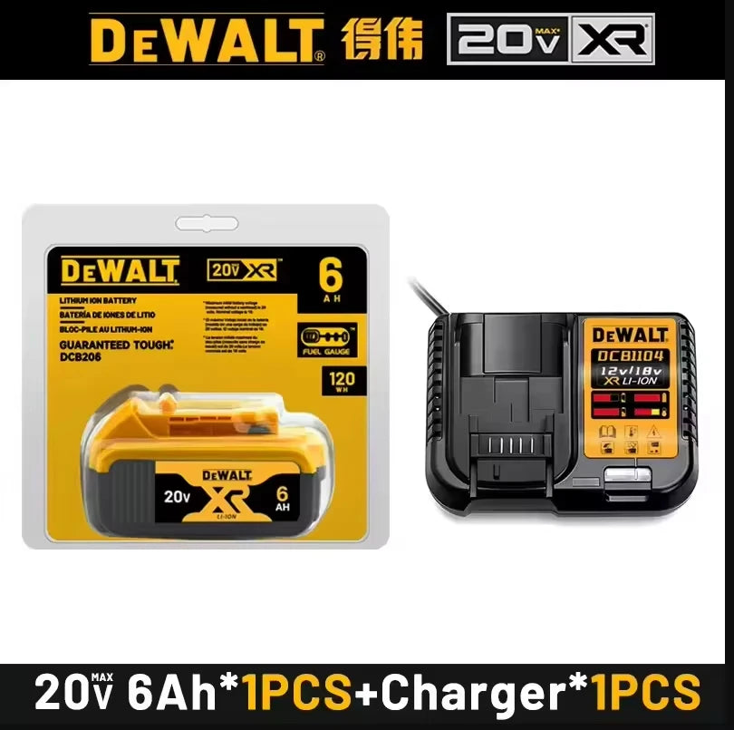 100% DEWALT Original 18V 20V 6.0AH 5Ah, DCB206, DCB205 With Fast Charging, 20V Lithium Battery, Power Tool Battery 20V Dewalt
