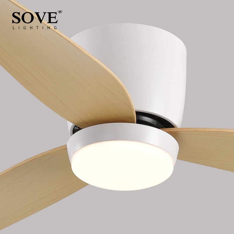 SOVE Modern Led Ceiling Fan Kitchen Living Room Dining Room Household High Air Volume Remote Control Pendant Light