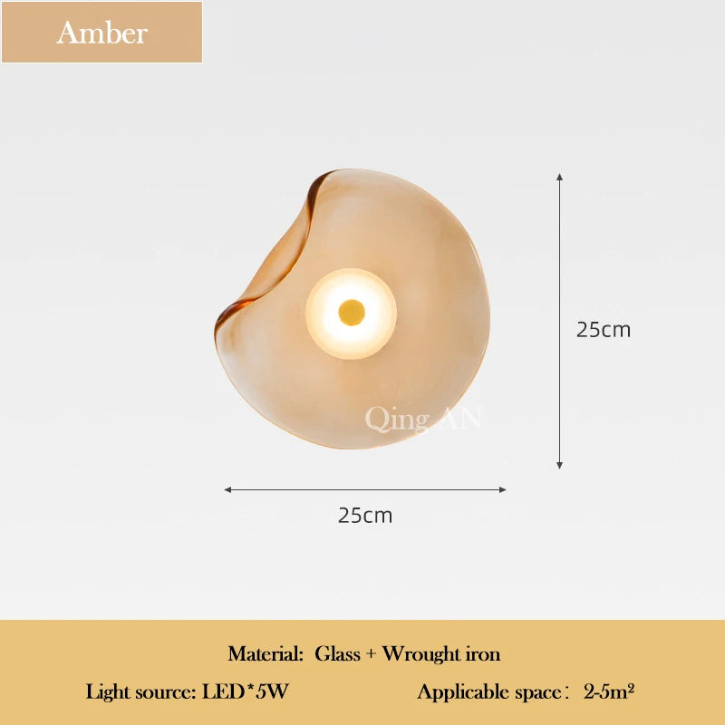 Light Luxury Postmodern Glass Wall Lamps Irregular Round Glass Minimalist Nordic Living Room Corridor Bedroom Bedside Wall Light