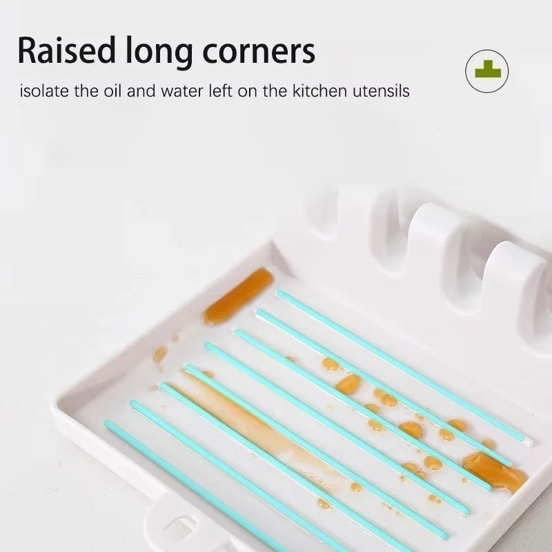 Kitchen Spoon Holders Fork Spatula Rack Shelf Organizer Plastic Chopsticks Holder Non-slip Spoons Pad