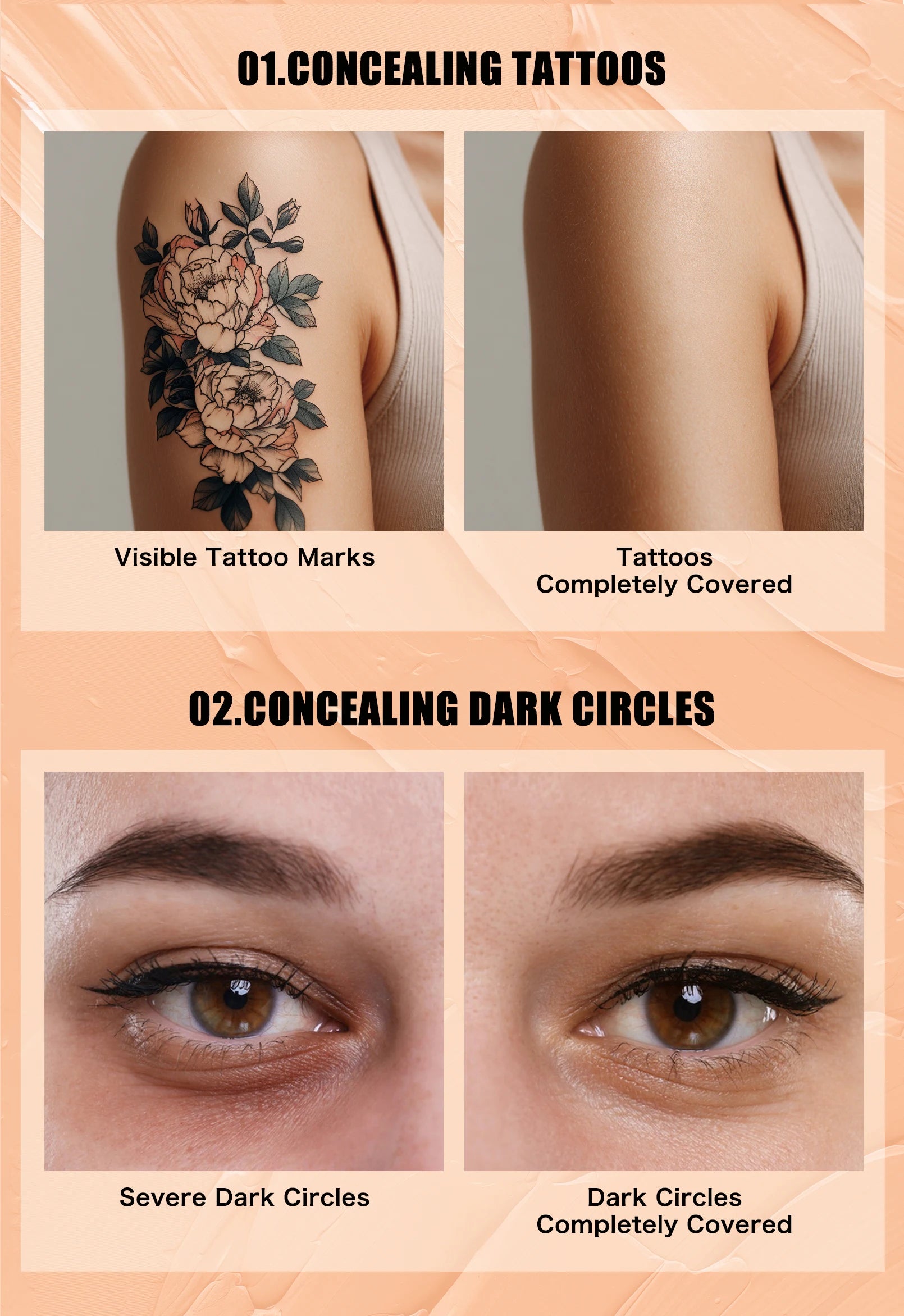 Four-Color Concealer to Cover Dark Circles, Tattoos, Acne Marks, Facial Concealer, Contouring, Waterproof Foundation, Beauty Makeup