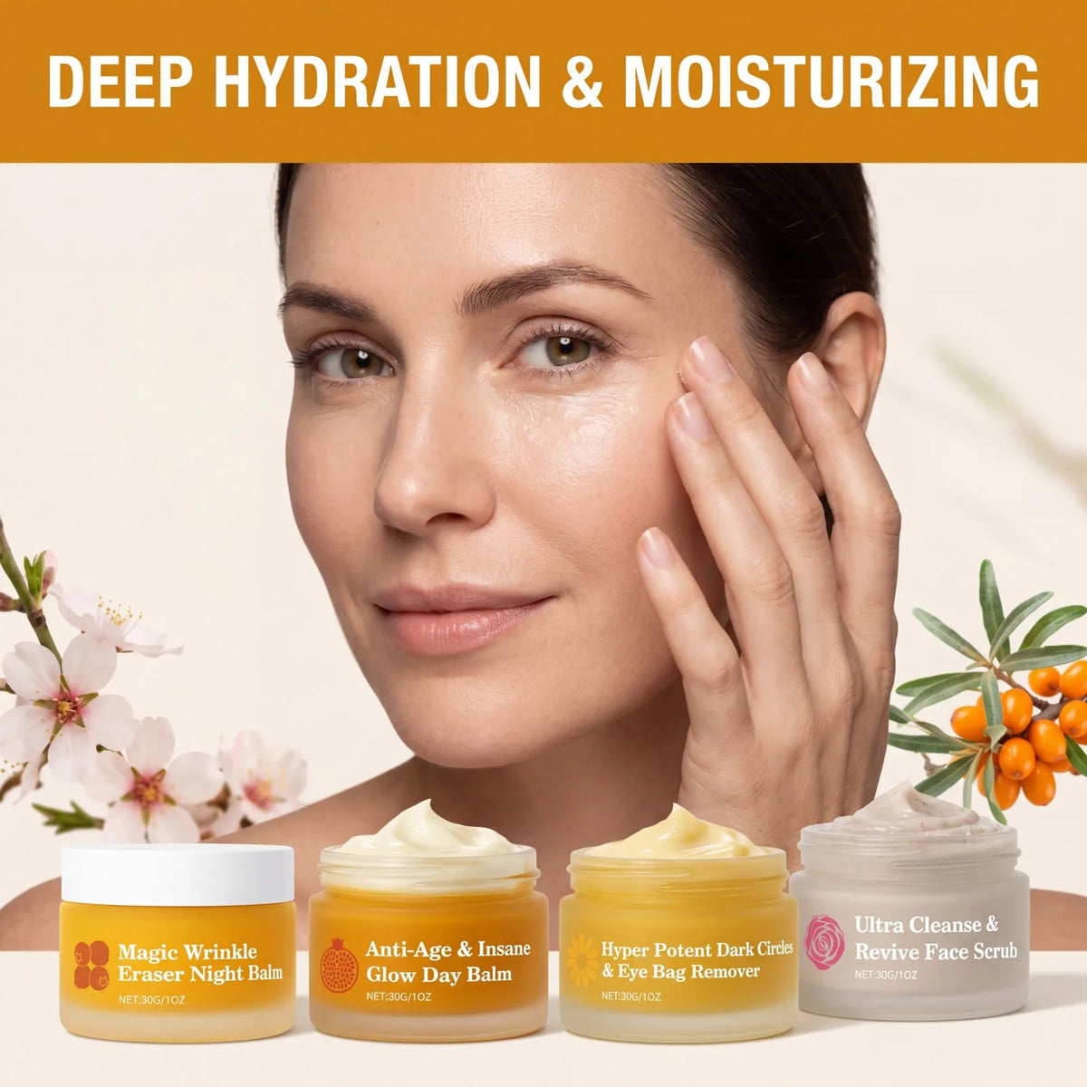 30gx4 Day Night Skincare Set Moisturizing Repair Skin Barrier Brightening Facial Skins Multi Functional Skincare Eye Face Care