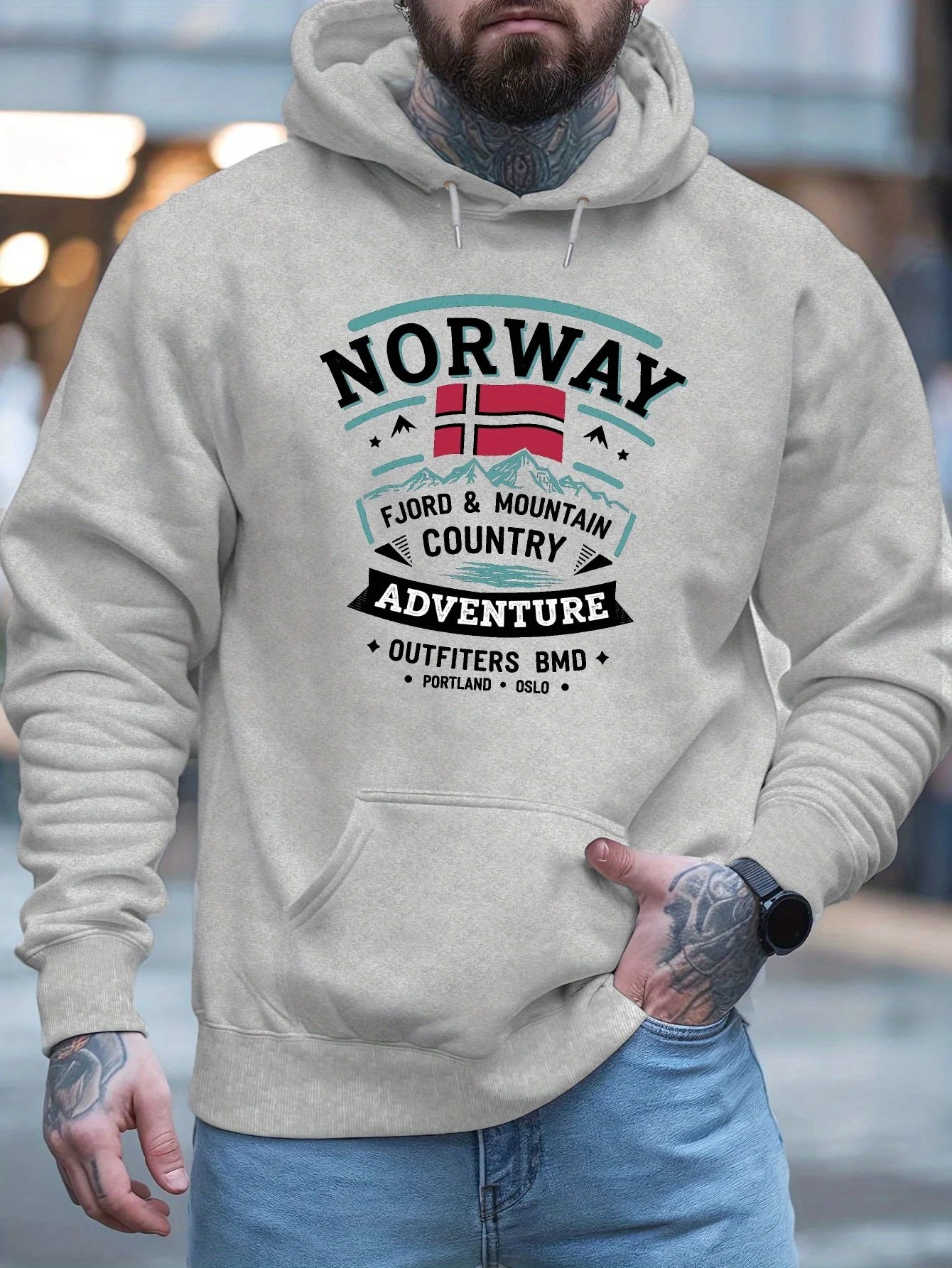 2026 New Style Fashion Men's Printed Autumn/Winter Hooded Parka - Outdoor Leisure Soft and Comfortable Long-Sleeved Sport Coat