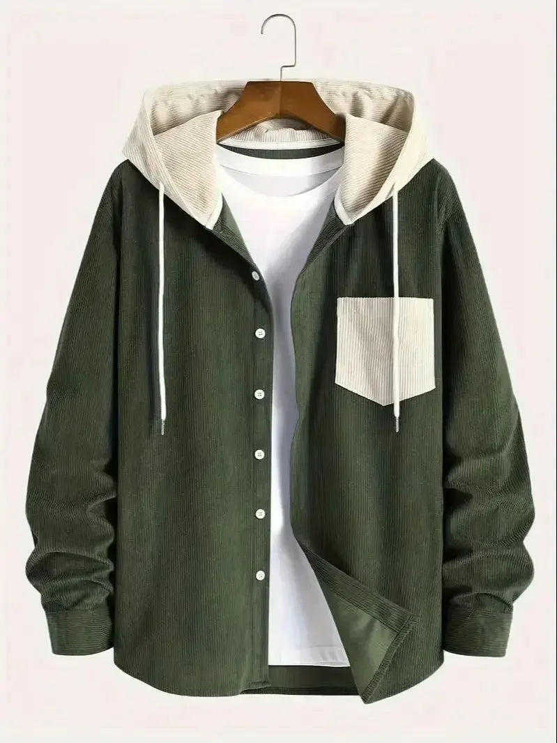 The 2027 New Fashion Trend Spring and Autumn Corduroy Hooded Jacket Is Comfortable and Casual for Daily Commuting for Men