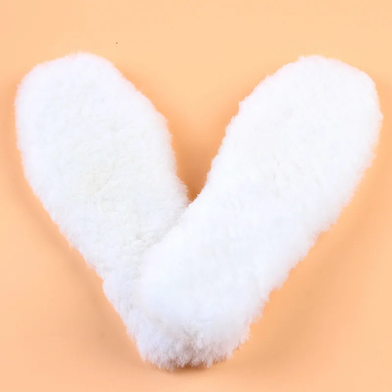 Natural Sheepskin Insoles Winter Real Fur Wool Insoles Men Women Warm Soft Thick Warm Cashmere Snow Boots Shoe Pad