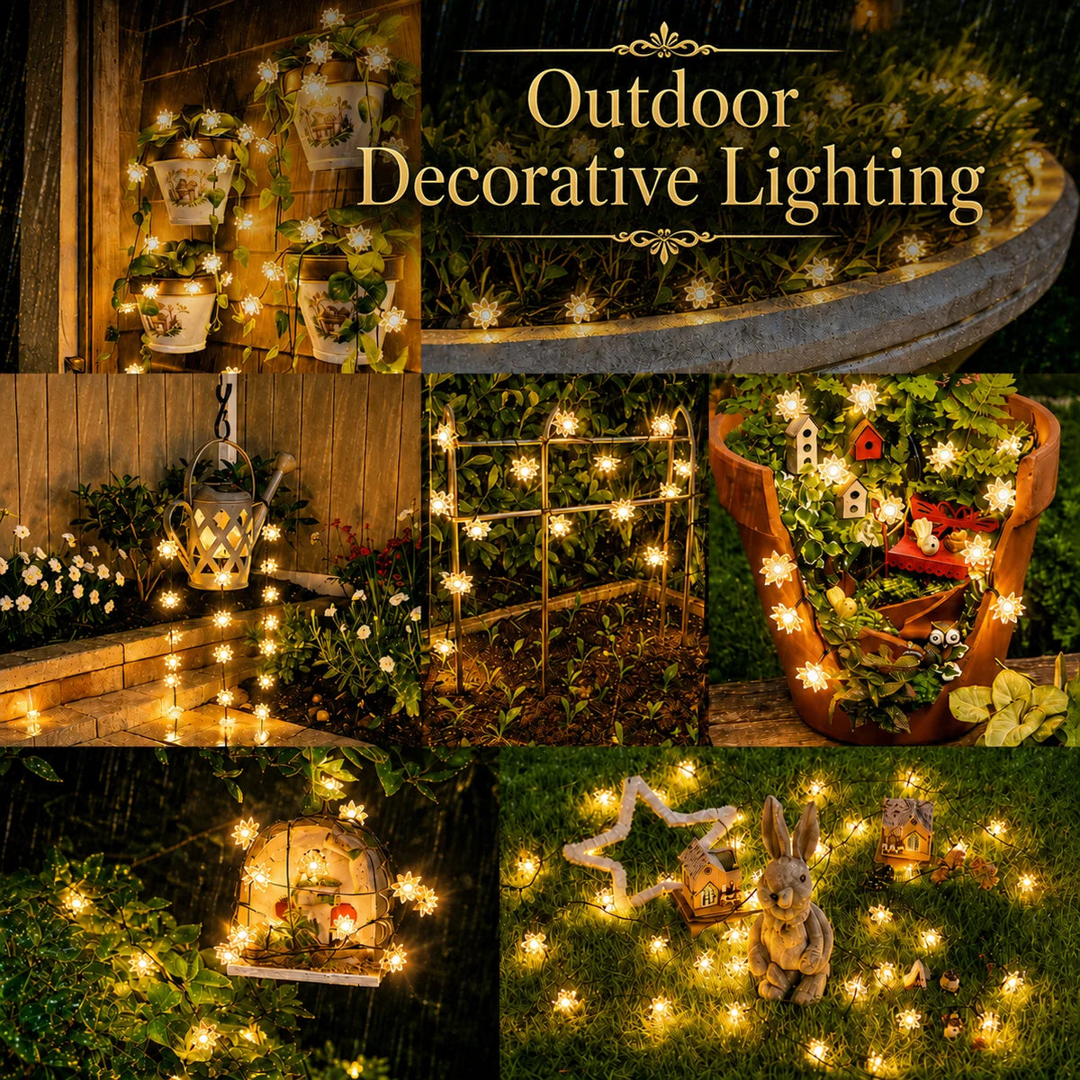 Solar Lotus String Lights 5M/20LED 7M/50LED 12M/100LED 8 Modes Outdoor Fairy Lights for Garden Patio Christmas Decor